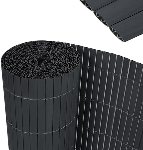YRHome PVC Sichtschutzmatte 90x600cm Stabile W-Form Sichtschutzzaun Balkon Balkonsichtschutz Sichtschutz mit Kabelbindern Windschutz Wetterfest UV-beständig für Garten Terrasse, Anthrazit