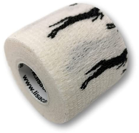 LisaCare Verbandsmaterial Pferd - 4 Rollen 5cm breit - kohäsive, elastisch | Mullwatterolle Pferd für Haustiere & Reitsport - Riesige Farb- & Motivauswahl (Pferde Weiß)