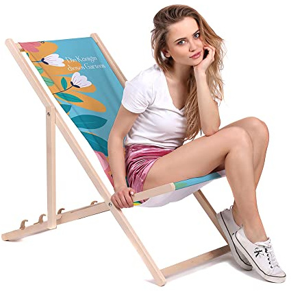 DreamRoots Muttertagsgeschenk Liegestuhl Holz klappbar, mit Spruch | Muttertagsgeschenk, Klappliegestuhl Holz Buchenholz, bis 130 kg, verstellbar, waschbarer Bezug, für Garten & Terrasse