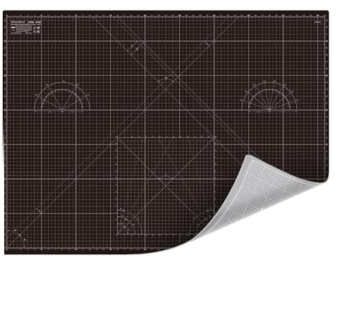Blank Merry Self Healing skärmatta A0 91 cm x 122 cm – dubbelsidig 5-lagers hantverksmatta för sömnad, quiltning, tyg, scrapbooking – svart/grå
