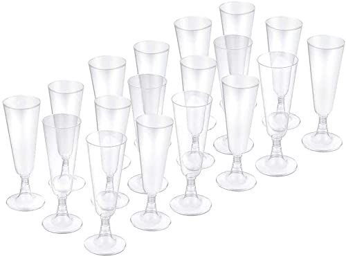 eMKay® Clear Plastic Champagne Flutes/Glasses 140ml - 16 Count (Pack of 1)