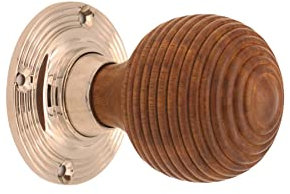 Infinity Decor Wooden Traditional Victorian Mortice Rim Door Knobs / 100% Pure Ebony Wood & Rosewood Door Knobs/Polished Nickel (Rosewood Beehive)