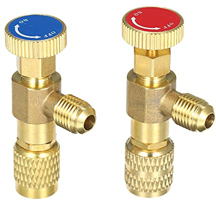 Mulcort R12 R410 Valvola di carica del refrigerante,aria condizionata Valvola di sicurezza del liquido refrigerante Valvole di controllo del flusso in rame Valvola di sicurezza in rame e fluoro,Silver