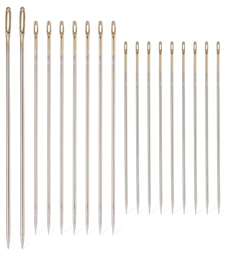 Trimming Shop Self Threading Sewing Needles Set Assorted Sizes Iron Large Eye Hand Embroidery Needles for Wool Knitting DIY Beading Darning Upholstery Stitching & DIY Hand Sewing Projects