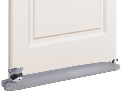 My OLi 91cm Unter der Tür Zugluftstopper Waschbär Stofftier Heavy Duty Tür Zugluftsperre Geräusch Staub Windstopper Schalldicht Energiesparer Zugluft Schutz für Türen und Fenster