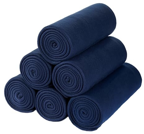 CAI TENG Fleece Throw Blankets Lightweight Warm Soft Kids Blanket Cozy Pet-Friendly Bulk Fleece Blanket Solid for Home, Bed, Sofa, Dorm, Office, Gifts, Outdoor (Navy, Pack of 6-50 x 60 inch)