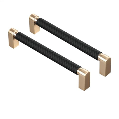 CILEYTION 10 Stück Griffe Für Küchenschränke, 160mm Bohrlochabstand Goldene und Schwarze Griffe, Küchengriffe Schwarz,Griffe Möbel und Möbelgriffe Schwarz