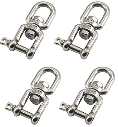 4 Pack 304 Stainless Steel M4 Jaw Eye Swivel Ring Shackle 360° Swivel Ring Connector