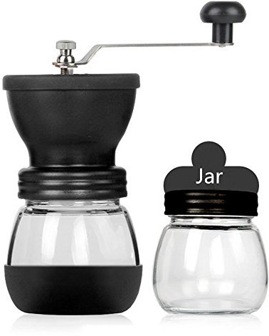 PcBbGa Tragbar Handbuch Kaffee Maschine Schleifer,Einstellbare Keramisch GMühle Hand Kurbel Haushalt Brecher Kaffee Bohne Schleifmaschinen Werkzeuge F/Black/S