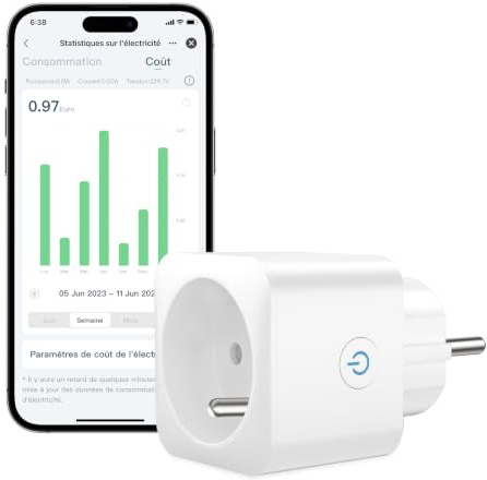 EIGHTREE WLAN-Steckdose, programmierbar, kompatibel mit Alexa/Google Home, Smart Life App, Verbrauchsverfolgung, Steuerung des Lüfters/Klimaanlagens, 2,4 GHz WLAN, 16 A 3680 W, 1 PC