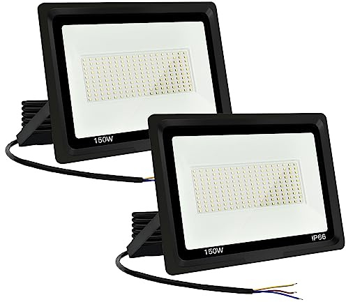 Jefedana (2 pack LED Strahler Außen 150W Kaltweiß 6000K 15000LM Superhell Außenstrahler LED Fluter IP66 Wasserfest LED Außenleuchte Flutlicht LED-Strahler für Hinterhof, Garage, Flur,Garten