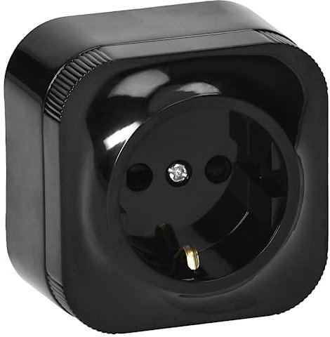 Miratic Presa a Muro 1 x 2 Poli + Terra Schuko Presa Multipla Colore Nero IP20 (1 presa)