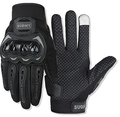 OLYSPM Guanti Moto Estivi Uomo/Donna con Guscio Rigido in PVC, Touchscreen, Antiscivolo, Traspirante per Motocross, Ciclismo, Arrampicata