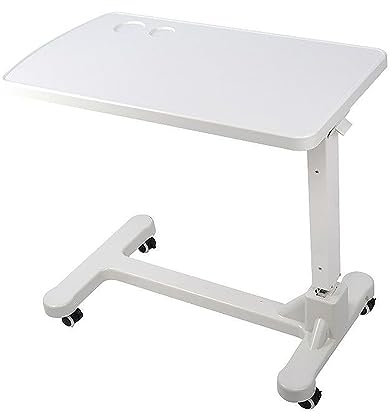 SEAVI Table de lit avec roulettes, Bureau Debout Mobile Roulant, Tables de lit d'hôpital, Hauteur réglable, Table à Plateau Roulant pour lit d'hôpital, Table de Chevet pour Ordinateur Portable