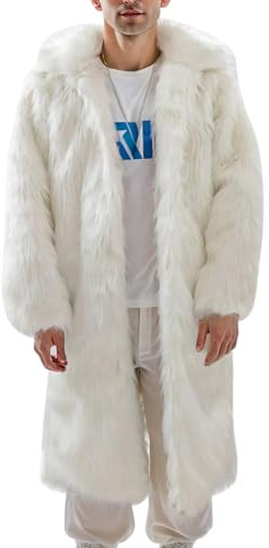 Duohropke Pelzmantel Herren Lang Fellmantel Kunstfell Plüsch Winterjacke Warm Mantel Pelzjacke Langarm Revers Faux Pelz Jacke Lose Cardigan Felljacke Wintermantel