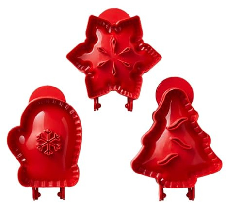 3PCS Christmas Mini Pie Makers, Christmas Cookie Moulds Hand Pie Maker, Christmas One-press Hand Pie Maker for Baking, Christmas Tree Snowflake Gloves Dough Press Molds, Small Pie Mould for Christmas