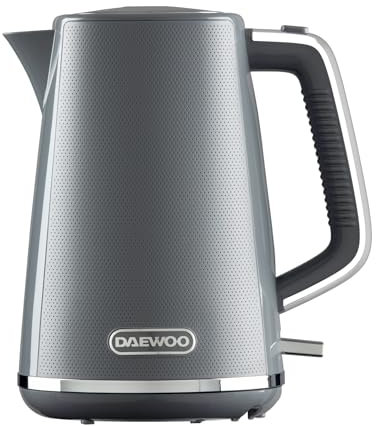 Daewoo Stirling Collection, Jug Kettle 1.7 Litre, User Friendly, Easy Cleaning, Safety Features, 360° Swivel Base, Extra Wide Opening Lid, Water Level Gauge, Part Of A Collection, Grey