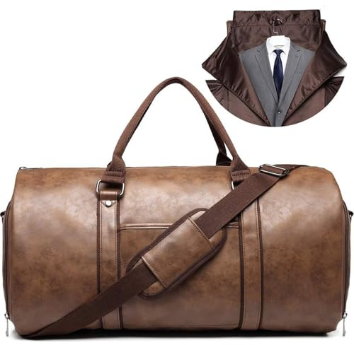 Hixingo Handgepäck-Kleidersack, Umwandelbarer Anzugtasche, Kleidersack, Weekender Nachttasche mit Schuhbeutel, die 2-in-1-Hängekoffer-Reisetaschen, für Reisen Koffer,Kurztrip (Kaffee)