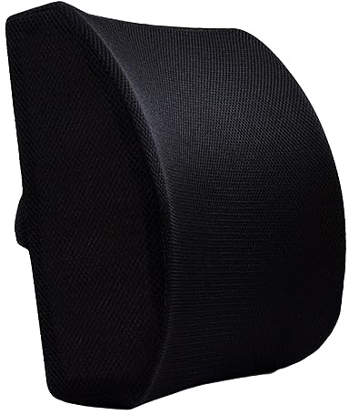 STOBAZA Ergonomisches Lendenkissen aus Memory Foam Gepolstertes Rückenkissen mit Baumwolle zur Entlastung und Stoßdämpfung Schwarz für Büro und Autositz