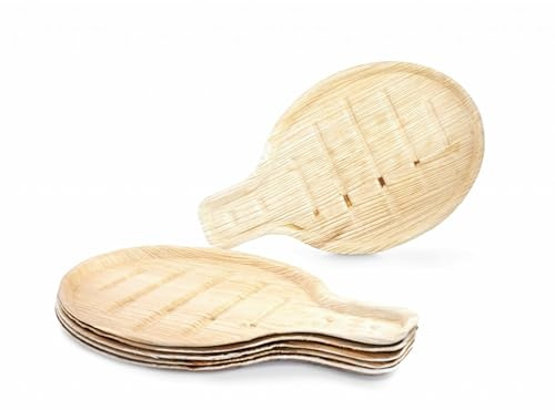 BOX And Tree-25 Planche Apéritive en Bois de Palmier | Vaisselle Jetable Aspect Bois Naturel, Style Bambou | Plateau Jetable Fromage,Buffet, Charcuterie, Pâtisserie, Buffet Froid (31x19cm)