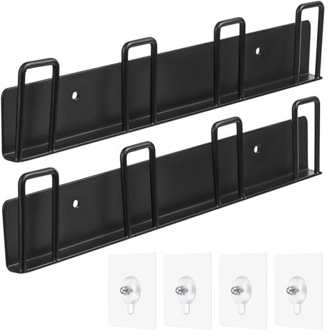 2 Stück Tassenhalter Wandmontage, Metall Becherhaken mit 4 Haken, umgedrehte Tassenhaken, Tassen Haken für Tassen Aufhängung, Esszimmer Küche Unterschrank Schrank Kaffeetassenhalterung (Schwarz)