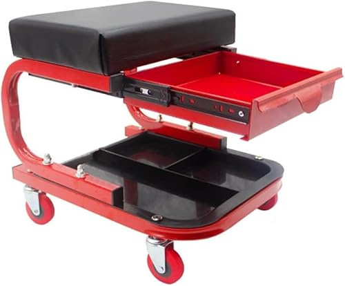 JOMAFA Asiento Taburete de Taller con Cajon Compartimento y Ruedas giratorias 360
