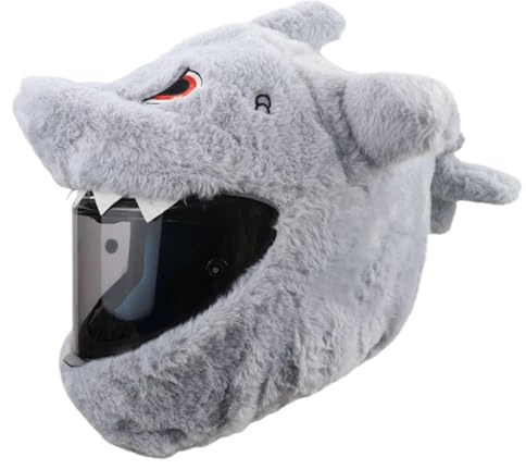 Motorradhelm Überzug, Lustiger Motorradhelm Cover, Hai-förmige Motorradhelm-Abdeckungshülle, Plüsch Motorradhelm Schutzhülle für Integralhelme, personalisierte Plüsch Helm Überzüge (Nur Überzug)