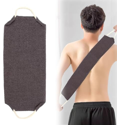 Rückenbürste für Körperpeeling mit Doppelseitiger Funktion, Natürliche Duschbürste mit 2 Griffen, Badebürste Rückenschrubber,Langlebige Nylon Rückenschrubber für Tiefenreinigung und Massage