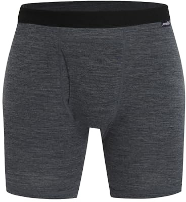 ACUSHLA Calzoncillos bóxer de Lana Merino para Hombre, Ropa Interior Suave | Calzoncillos tipo bóxer de 95% lana merino para hombre como capa base transpirable para exteriores, senderismo, correr