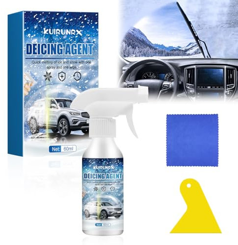 KUIRUNRX Spray Sbrinante per Parabrezza, Agente di Sbrinamento del Parabrezza, Parabrezza Senza Ghiaccio per l'inverno, per Una Visione Chiara di Tutto Il Mondo(60ML)