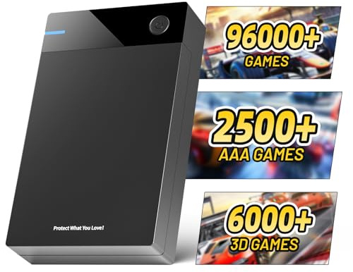 Kinhank 12T External HDD with 96,000+ Classic Games,Retro Game Hard Drive Include 6000+ 3D Games, USB 3.0, 12tb Portable Game Hard Drive Disk Console for Win 7/8/10/11