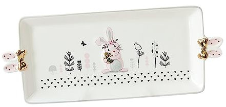 Alipis Grand Plateau en Céramique à Motif Charmant pour Le Dîner Plateau de Service pour Les Fêtes Élégantes