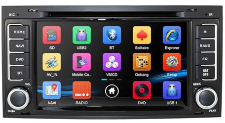 JINFOLI Monitor for auto Lettore DVD multimediale, for Volkswagen, for Touareg, T5, for Multivan, Lettore video Navigazione GPS Radio Stereo TV SWC BT Impianto audio stereo per auto