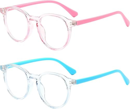 Twinsun 2 Packs Kids Glasses,Kids Blue Light Glasses,Blue Light Blocking Glasses for Kids Gaming Computer Glasses Kids Fake Glasses Clear Lens Glasses for Anti UV Glare Glasses