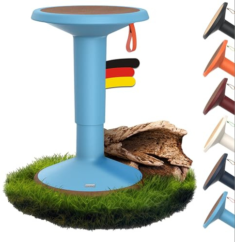 Interstuhl UPis1 - ergonomischer Sitzhocker mit Schwingeffekt - höhenverstellbar - Hocker mit rutschhemmender Standfläche & Kippschutz - Bürohocker (ECO Pastellblau, ECO UP Sitzhocker)