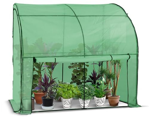 VOUNOT® Serra a Parete da Giardino, Serra Orto con Lati Arrotolabili, Porta a Cerniera e Finestra a Rete, per Verdure, Piante, Fiori, 200x100x180, Verde