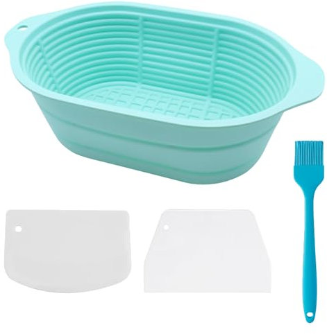 Complete Sourdough Starter Kit With, 4Pcs Banneton Proving Baskets, Silicone Oval Bread Proofing Basket & Tools – Foldable, Eco-Friendly Baking Essentials for Home Bakers & Artisan Bread Enthusiasts