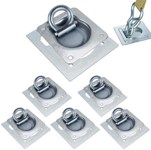 KXVXXV Occhielli di Ancoraggio per rimorchi 6 Occhielli di Ancoraggio con contropiastre Manicotti di Ancoraggio zincati Fissaggio del carico 800 kg Accessori per rimorchi
