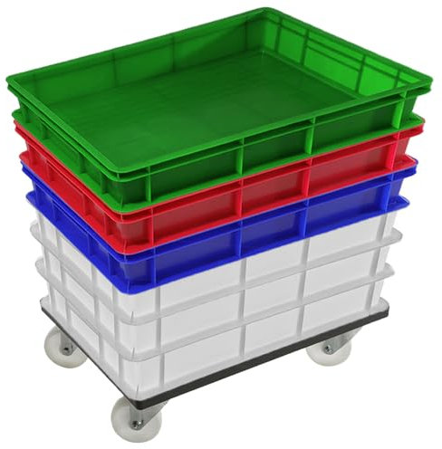 Set 6 cassette portaimpasto Pizza 60x40x10 con carrello bianche e colorate lt 20 anticontaminazione alimentare panette pane conservazione per alimenti VASCHETTA DA FRIGO professionale impilabile