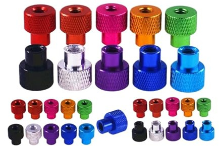Rändelmuttern, 2/5 Stücke Bunte Aluminiumlegierung Handfest Rändelmutter M2-M10(Bright black,M2.5 x5 Pcs)