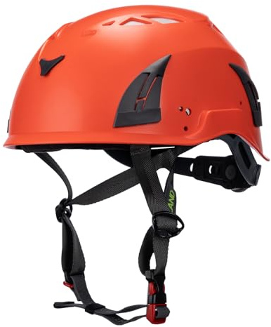 M02 Rocky Helmet for Rock Climbing – Durable, Lightweight Shell, Adjustable Chin Strap, Ventilated Design for Outdoor Adventure. (Orange)