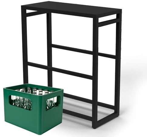 flexilife Getränkekistenregal für 6 Kisten mit höhenverstellbaren Füßen, Traglast 300 kg, Kistenregal für Getränkekisten Wasserkisten Bierkisten (mit Ablagefläche - ohne Haken & Sixpack Halterung)