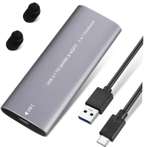 HOLIDYOYO External Hard Drive Enclosure Nvme SSD Case USB 3.1 Type-c with Dual Protocol for Nvme and M.2 Ssd, Fast Reading Speed, Aluminium Alloy Material, Portable Storage Hard Disk