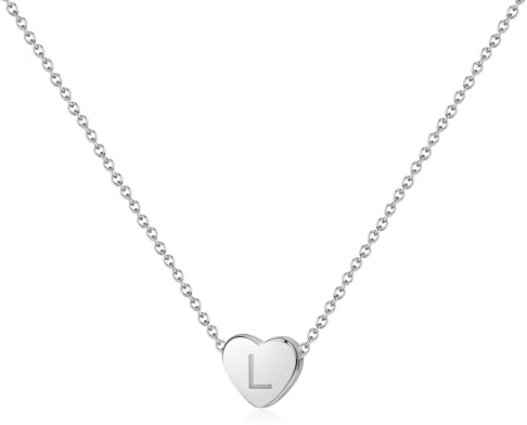 RMMD Herz Kette mit Buchstaben Geschenke für Frauen Mädchen - Buchstaben A-Z Herz Anhänger Kette Personalisierte Herz Buchstaben Kette Modeschmuck Geschenke für Mädchen Frauen