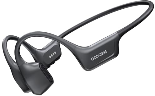 DOOGEE Cuffie a Conduzione Ossea Nuoto, 10 Ore IP68 Sport Running Cuffie Conduzione Ossea Bluetooth 5.4 con Auricolari Aperti e Doppia Modalità MP3 da 32GB per Ciclismo, Nuoto, Fitness (Grigio Scuro)