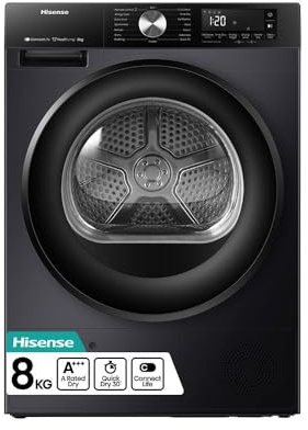 DH3S802BB3-3S Series WIFI Smart Enabled 60cm - 8 KG Load Capacity - A+++ - 15 Programmes - Allergy Care - Heat Pump Freestanding Front Load Tumble Dryer- Black - 2 Year - HxWxD MM (845x595x550)