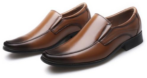 Herr Slip-On Loafers med Fyrkantig Tå Affärsskor Lätta Formella Skor Lättbärade Bekväma Promenadskor(Brown,40 EU)