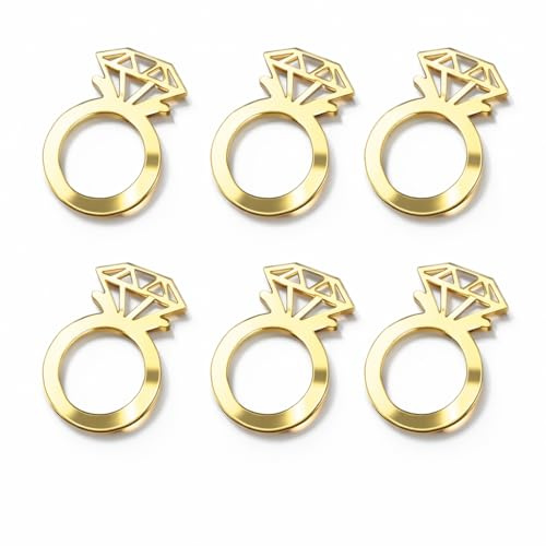 6Pc Diamond Ring Acrylic Cupcake Cake Toppers Cake Charm for Wedding Engagement & Proposal 32mm x 47mm