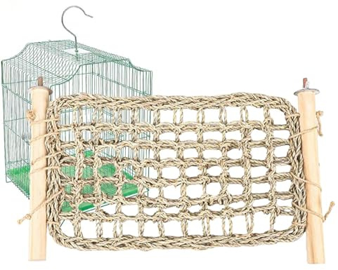 Escalera para Jaula de Aves,Stand de Juego de Madera para Periquitos | Soportes Ejercicio con Escalera y Puente Hierba Marina destinados a Aves | Para Cacatúa Conure Agapornis Canario Pinzón Ejercicio