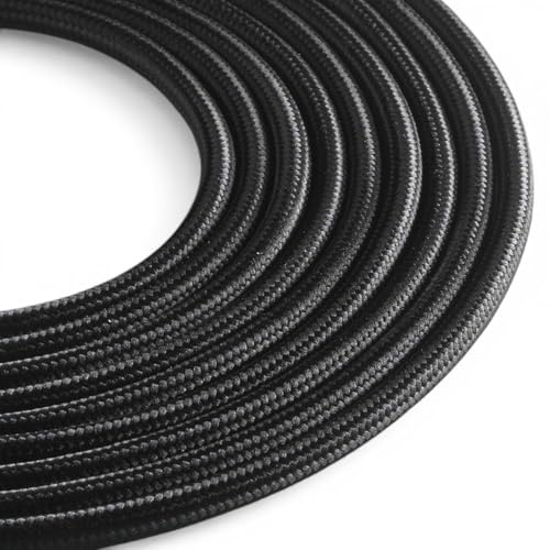 Klartext - CAVO TESSILE TONDO 3 x 0.75 mm Nero – 1 Blister da 3 mt. + 1 Blister da 5 mt. – Cavo Elettrico Rivestito in Seta per Impianti a Vista Vintage e Illuminazione